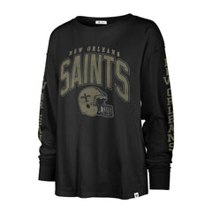New Orleans Saints '47 Women's Tom Cat Lightweight Long Sleeve T-Shirt - Black - 47 brand