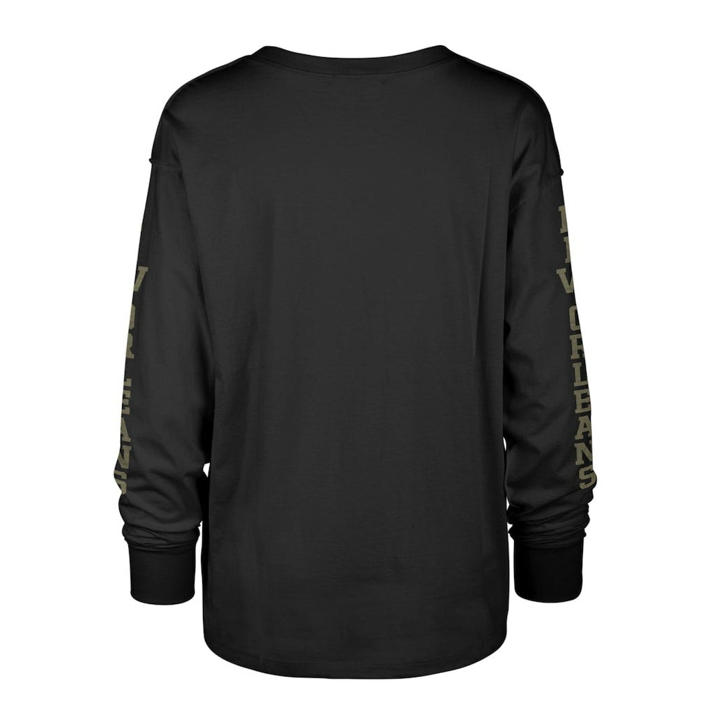 New Orleans Saints '47 Women's Tom Cat Lightweight Long Sleeve T-Shirt - Black - 47 brand