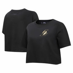 Los Angeles Lakers Pro Standard Women's Holiday Glam Boxy T-Shirt Black