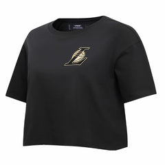Los Angeles Lakers Pro Standard Women's Holiday Glam Boxy T-Shirt Black