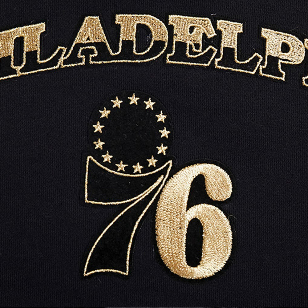Philadelphia 76ers Pro Standard Women's Glam Cropped Pullover Sweatshirt - Black