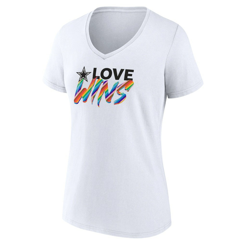 Dallas Cowboys Women's Love Wins V-Neck T-Shirt - White - Fanatics
