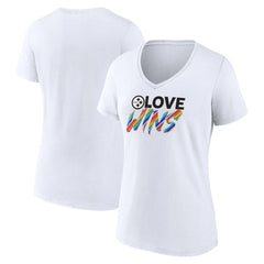 Pittsburgh Steelers Women's Love Wins V-Neck T-Shirt - White - Fanatics