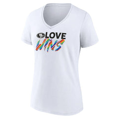 San Francisco 49ers Women's Love Wins V-Neck T-Shirt - White - Fanatics