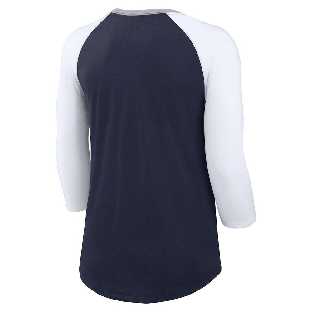 Dallas Cowboys Women's Knockout Arch Raglan Tri-Blend 3/4-Sleeve T-Shirt - Navy/White - Nike