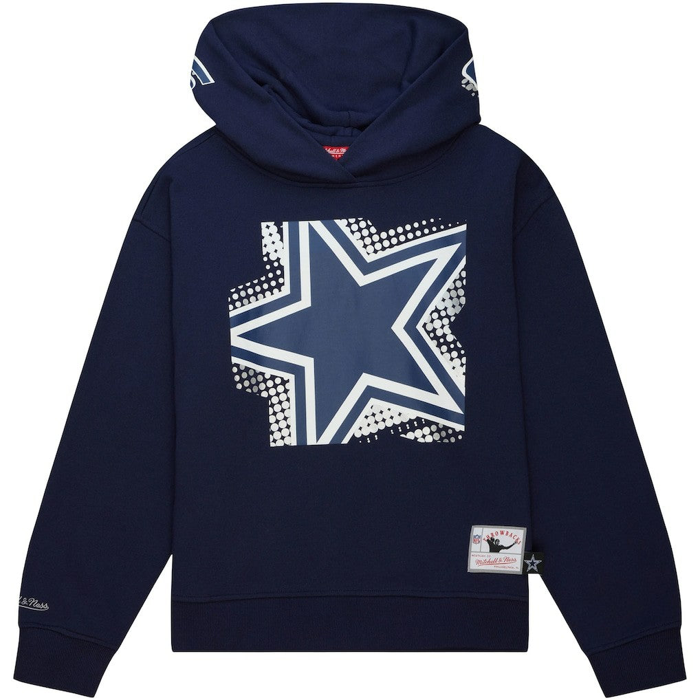 Dallas Cowboys Women's Gridiron Classics Big Face 7.0 Pullover Hoodie - Navy - Mitchell & Ness