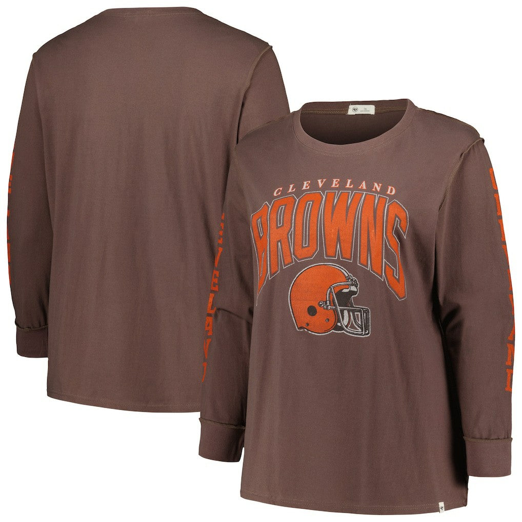 Cleveland Browns '47 Women's Plus Size Honey Cat SOA Long Sleeve T-Shirt - Brown - 47 brand
