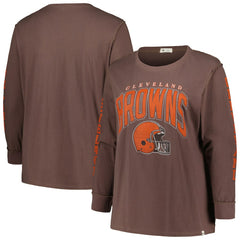 Cleveland Browns '47 Women's Plus Size Honey Cat SOA Long Sleeve T-Shirt - Brown - 47 brand