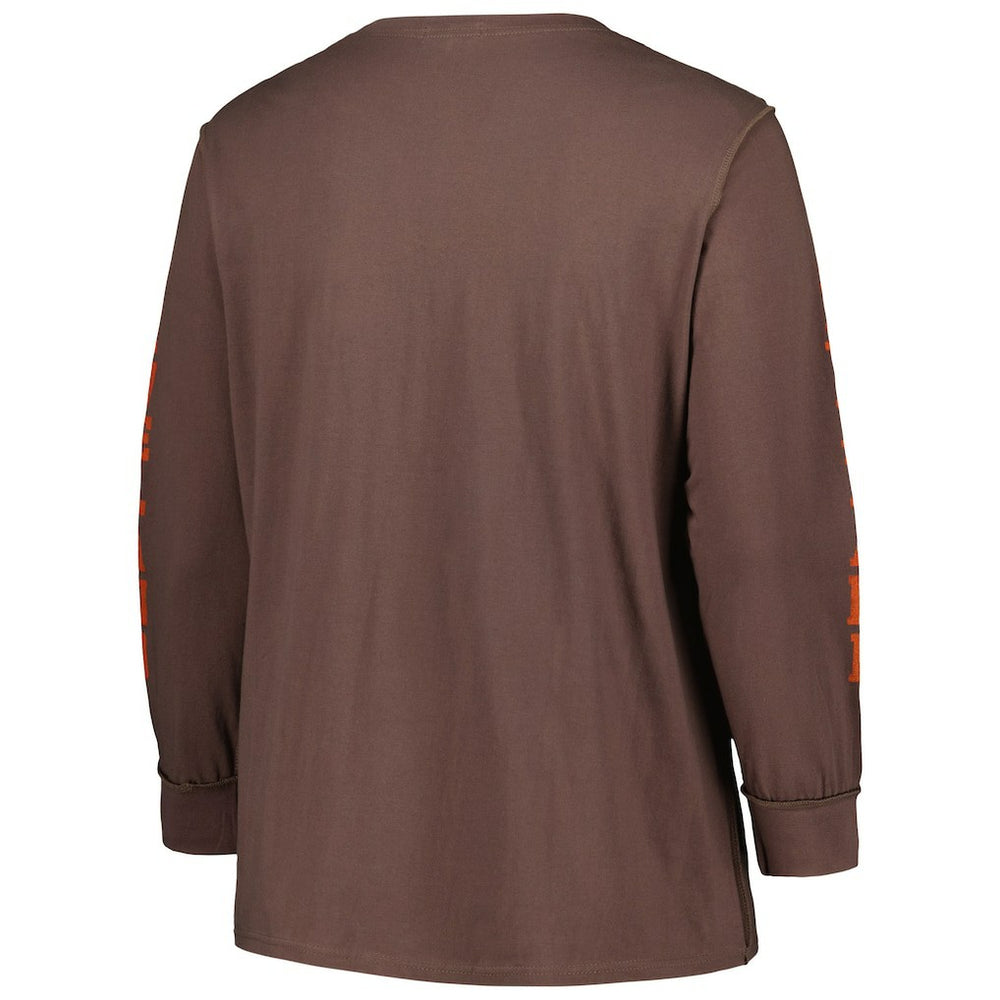 Cleveland Browns '47 Women's Plus Size Honey Cat SOA Long Sleeve T-Shirt - Brown - 47 brand