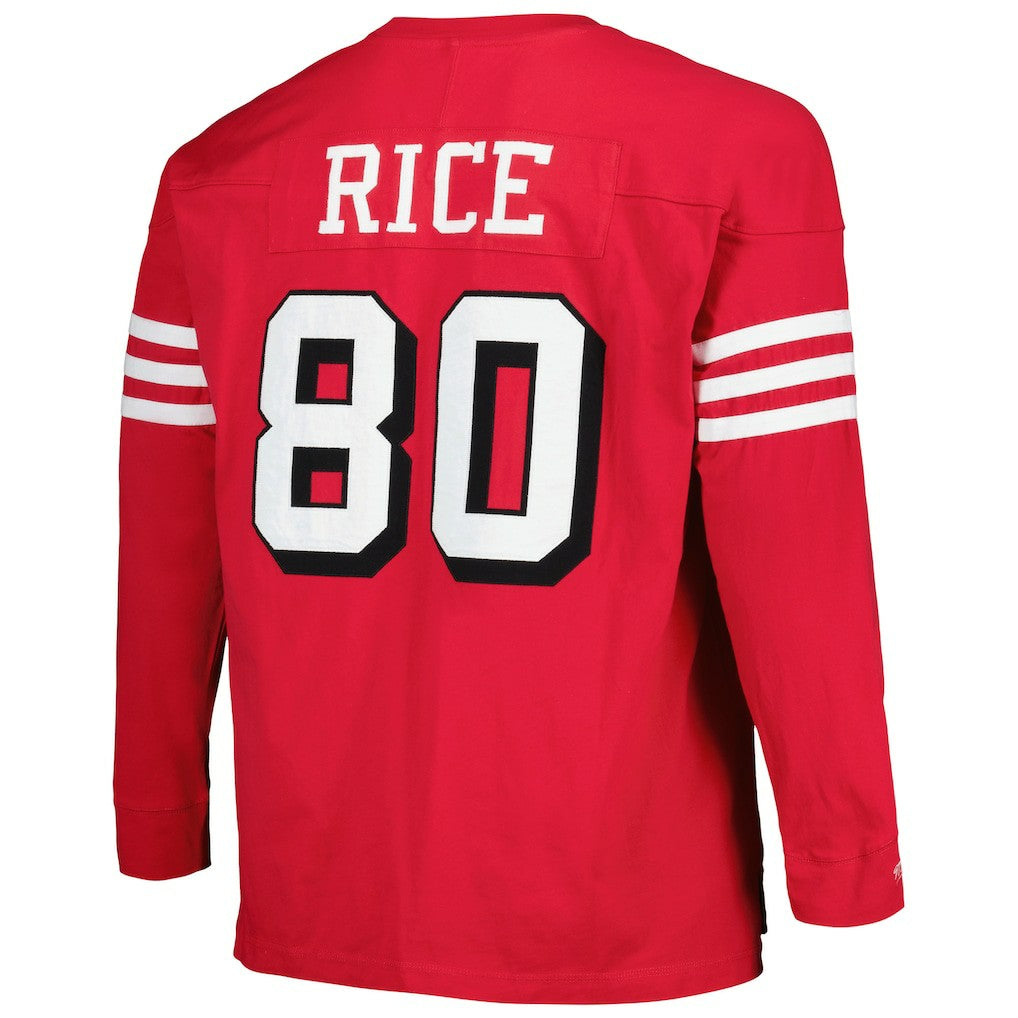 Jerry Rice San Francisco 49ers Big & Tall Cut & Sew Player Name & Number Long Sleeve T-Shirt - Scarlet - Mitchell & Ness
