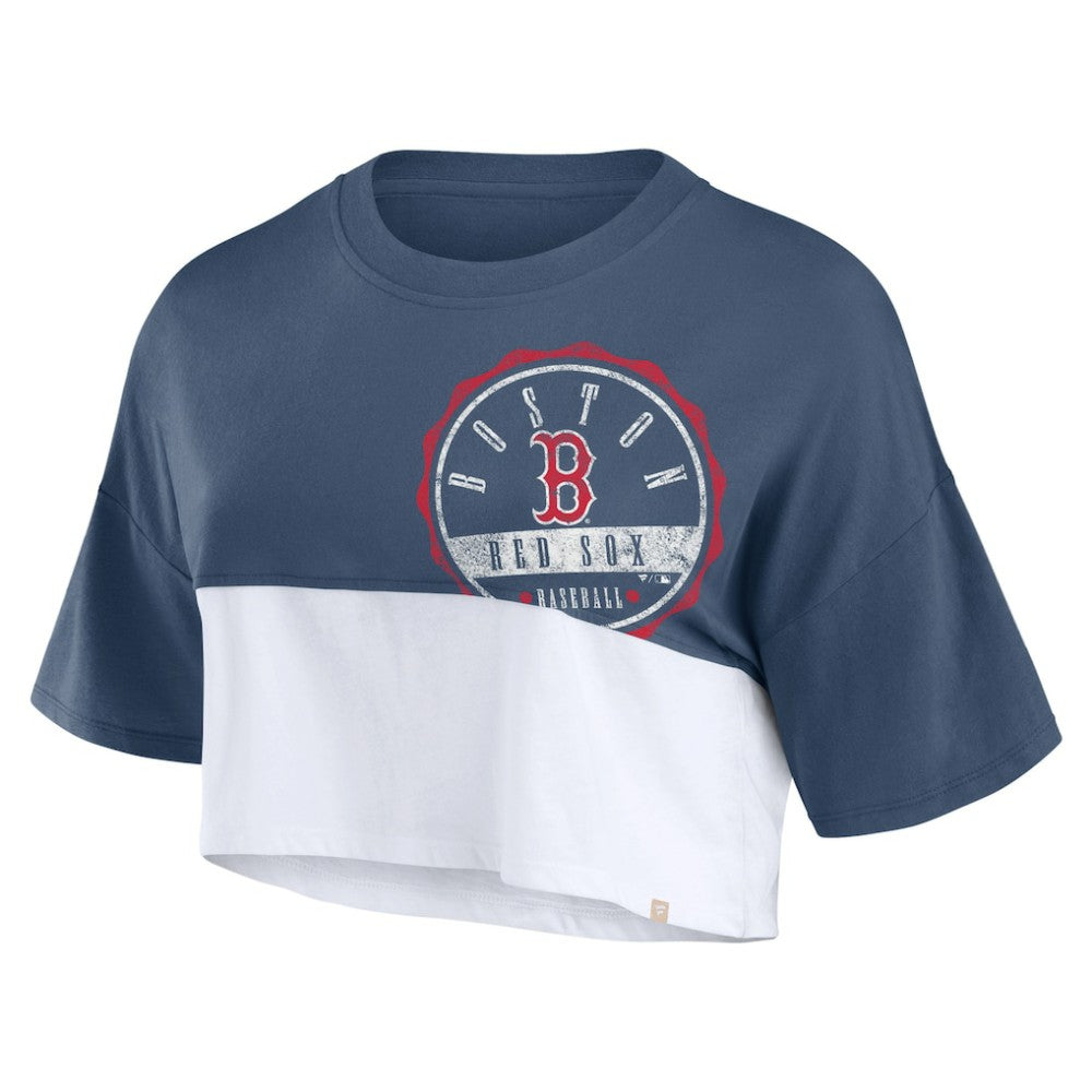 Boston Red Sox Fanatics Women's Color Split Boxy Cropped T-Shirt for sale