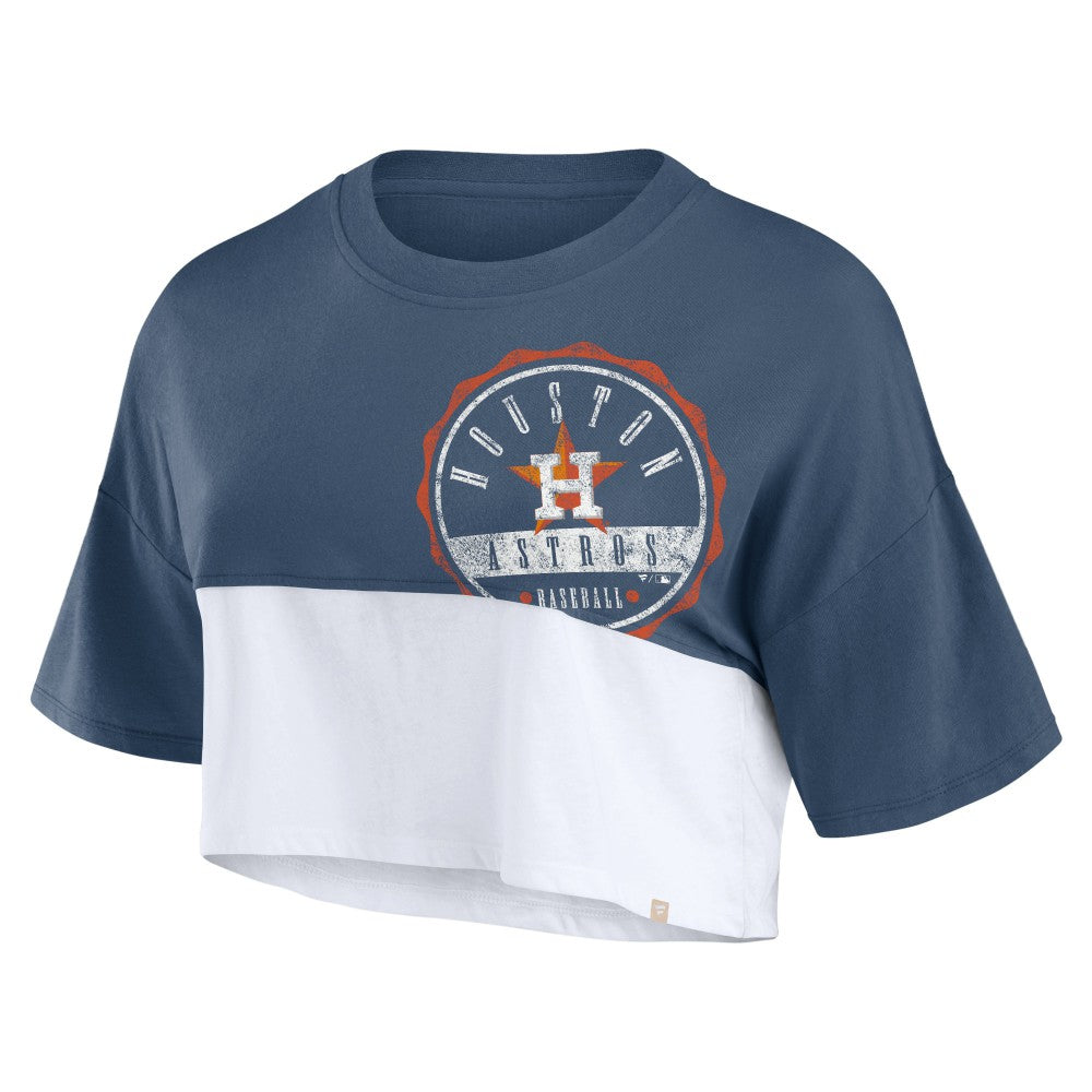 Houston Astros Fanatics Women's Color Split Boxy Cropped T-Shirt for sale