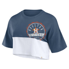 Houston Astros Fanatics Women's Color Split Boxy Cropped T-Shirt for sale