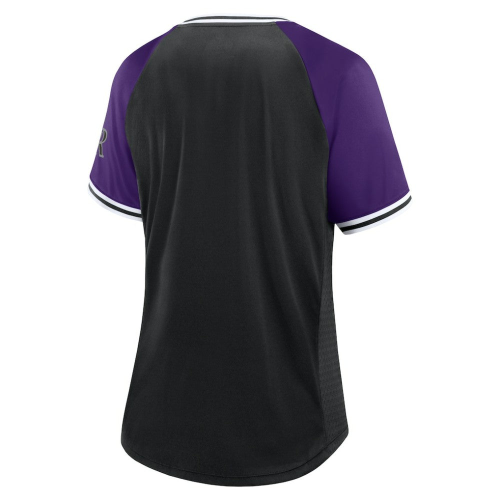 Colorado Rockies Fanatics Women's Glitz & Glam League Diva Raglan V-Neck T-Shirt Sale