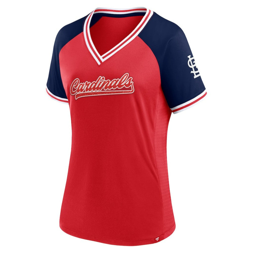 St. Louis Cardinals Fanatics Women's Glitz & Glam League Diva Raglan V-Neck T-Shirt Near Me