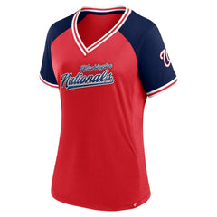 Washington Nationals Fanatics Women's Glitz & Glam League Diva Raglan V-Neck T-Shirt Online