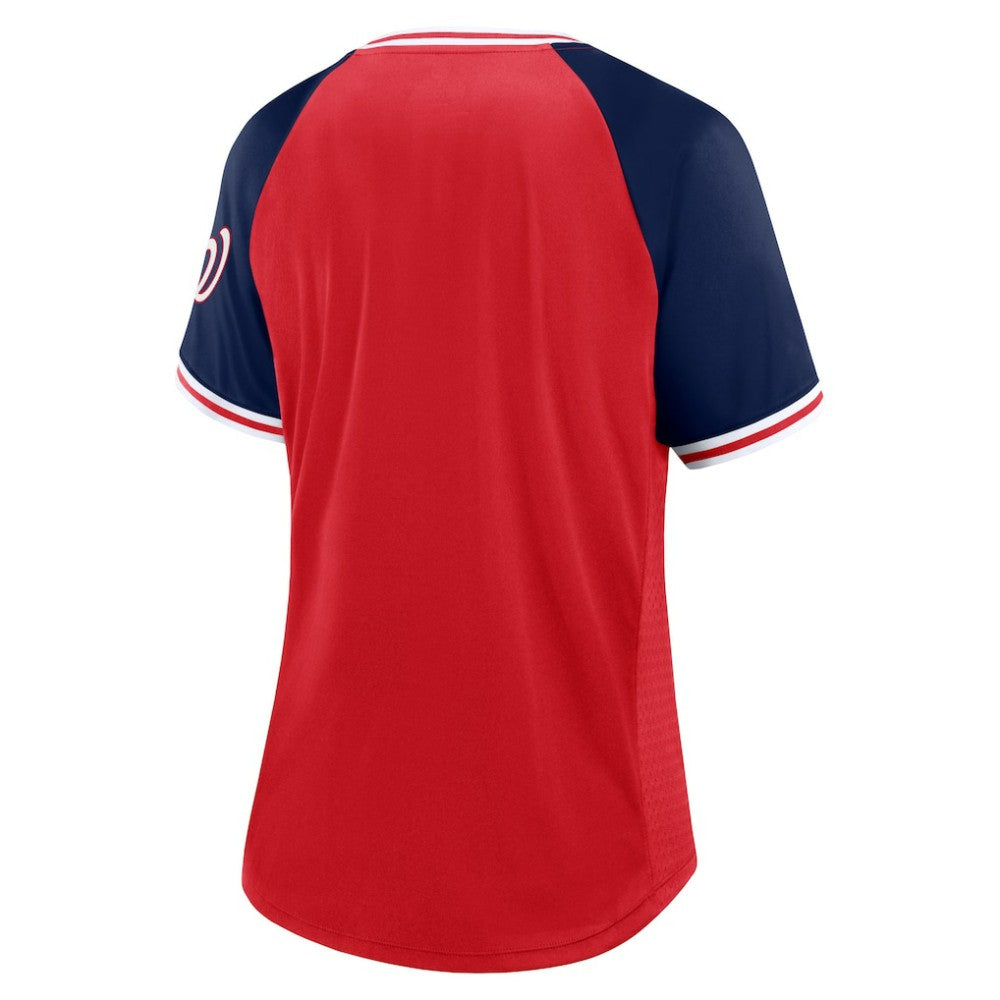 Washington Nationals Fanatics Women's Glitz & Glam League Diva Raglan V-Neck T-Shirt Online