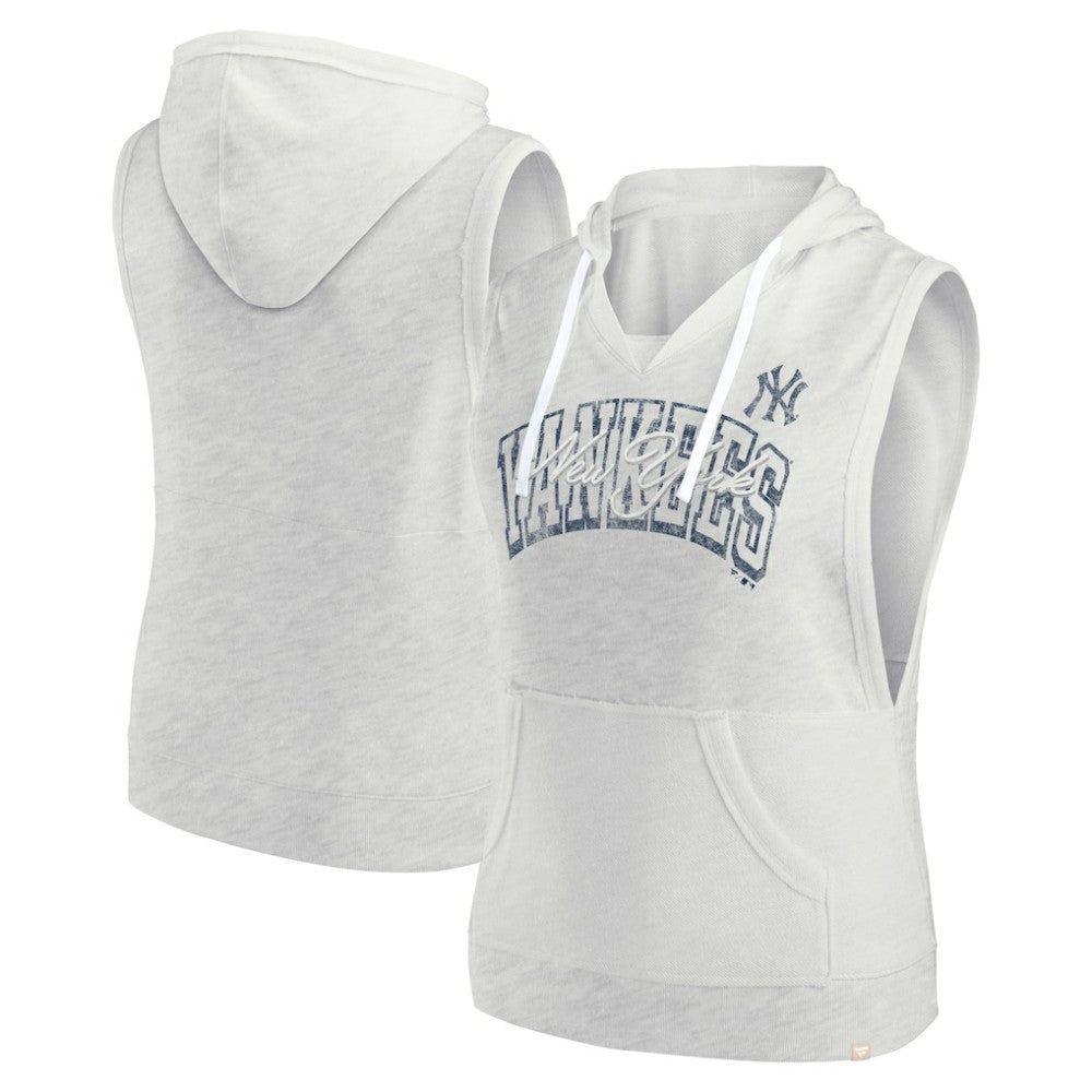 New York Yankees Fanatics Women's Lounge Script Sleeveless Pullover Hoodie Near Me