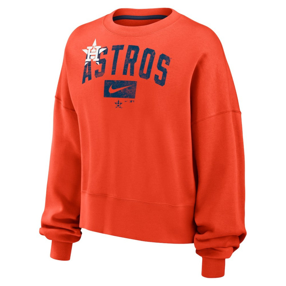 Houston Astros Nike Women's Oversized Cropped Pullover Sweatshirt Discount