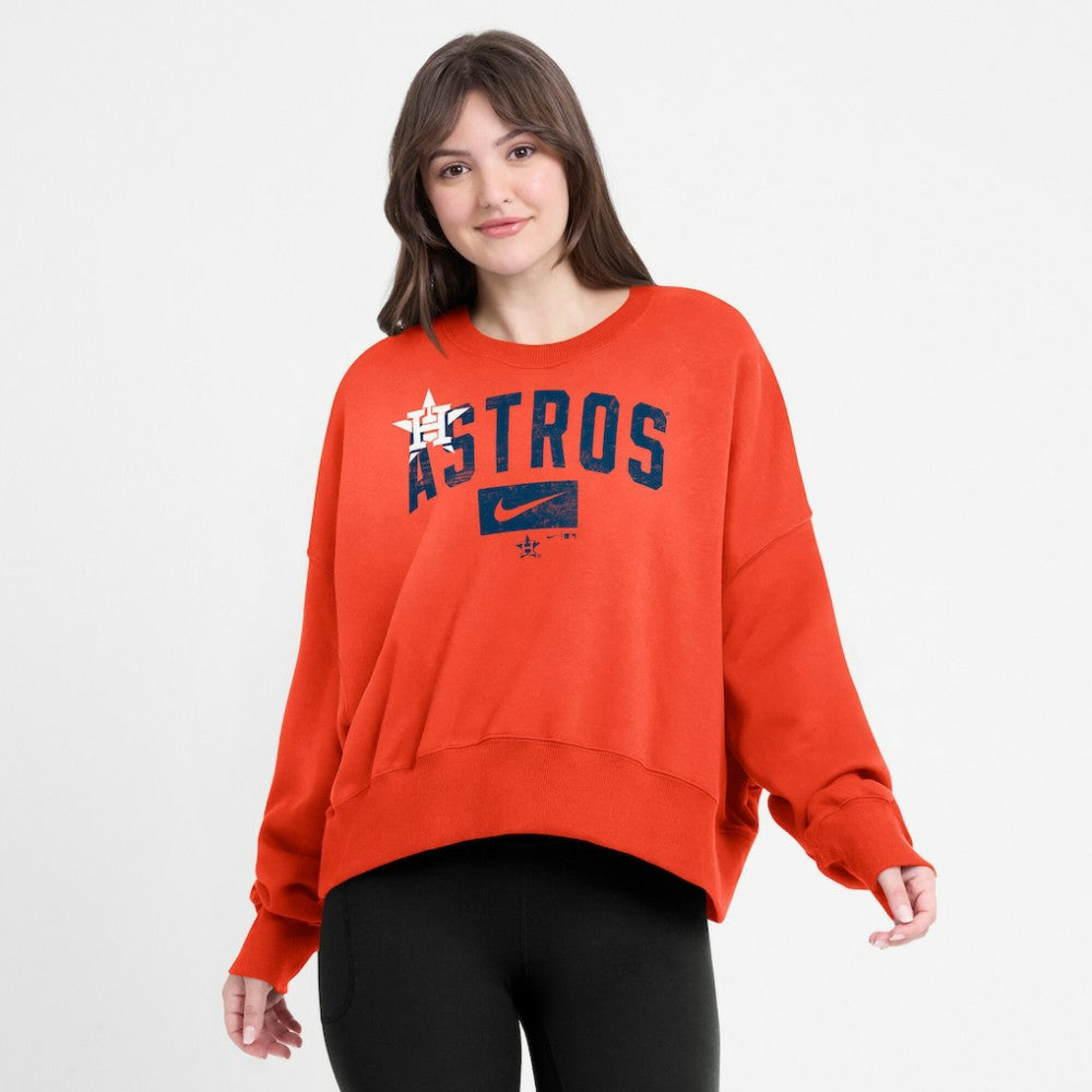 Houston Astros Nike Women's Oversized Cropped Pullover Sweatshirt Discount