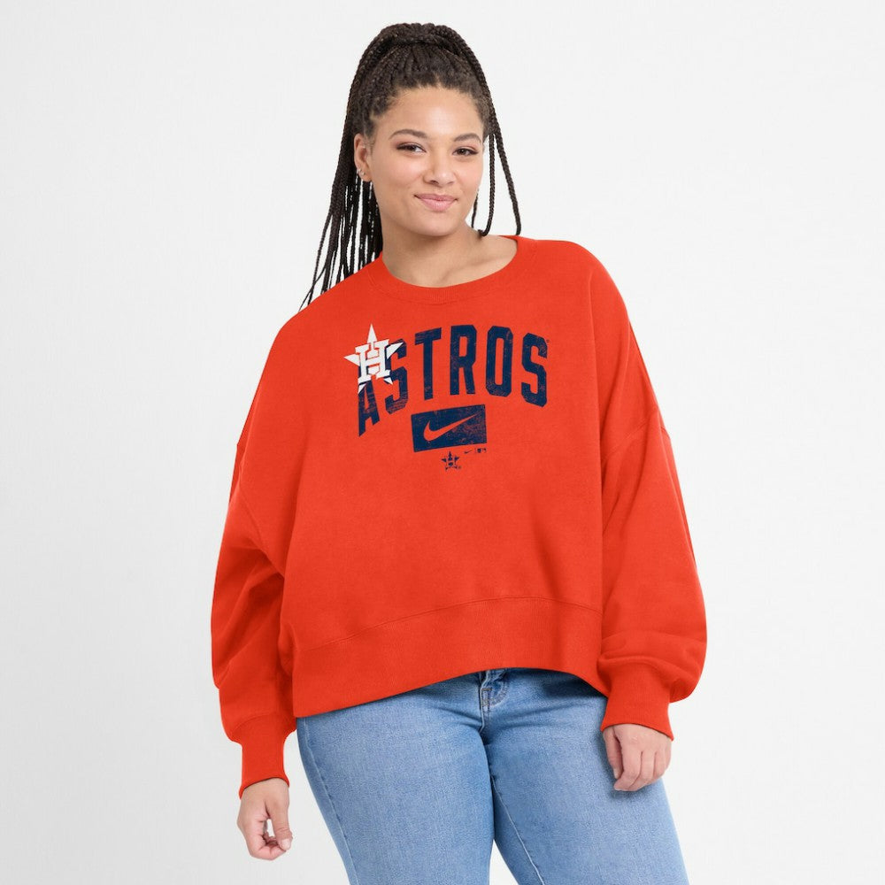 Houston Astros Nike Women's Oversized Cropped Pullover Sweatshirt Discount
