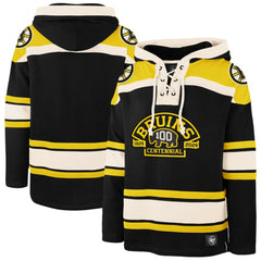 Boston Bruins '47 100th Anniversary Superior Lacer Pullover Hoodie - Black | 47 brand Lifestyle