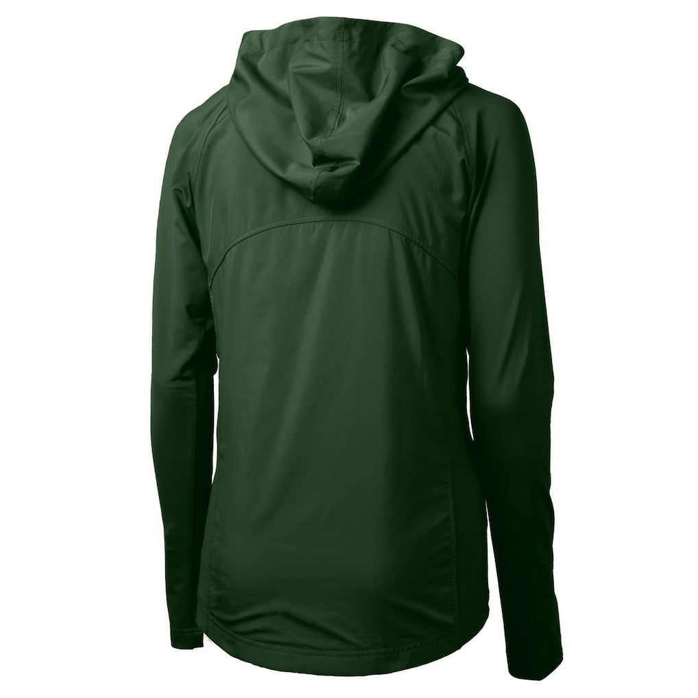 Philadelphia Eagles Cutter & Buck Women's Gridiron Classics Logo Adapt Eco Knit Hybrid Recycled Full-Zip Hoodie - Hunter Green - NFL