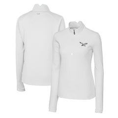 Philadelphia Eagles Cutter & Buck Women's Gridiron Classics Logo DryTec Traverse Stretch Quarter-Zip Pullover Top - White - NFL