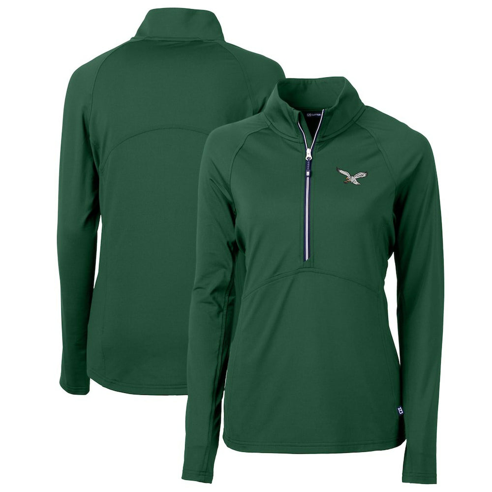 Philadelphia Eagles Cutter & Buck Women's Gridiron Classics Logo Adapt Eco Knit Stretch Recycled Half-Zip Pullover Top - Green - NFL