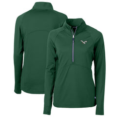 Philadelphia Eagles Cutter & Buck Women's Gridiron Classics Logo Adapt Eco Knit Stretch Recycled Half-Zip Pullover Top - Green - NFL