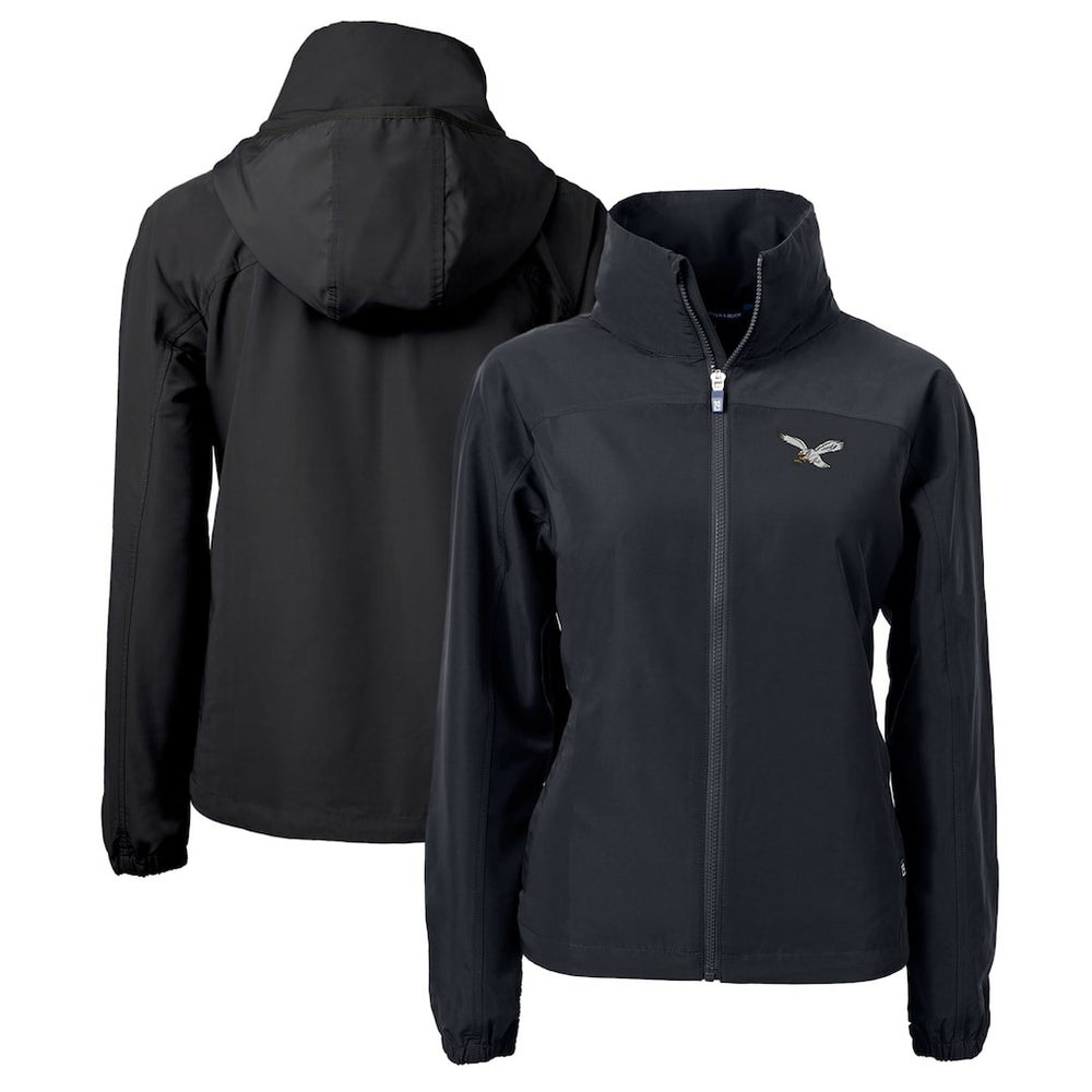 Philadelphia Eagles Cutter & Buck Women's Gridiron Classics Logo Charter Eco Recycled Full-Zip Jacket - Black - NFL
