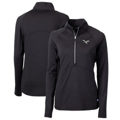 Philadelphia Eagles Cutter & Buck Women's Gridiron Classics Logo Adapt Eco Knit Stretch Recycled Half-Zip Pullover Top - Black - NFL
