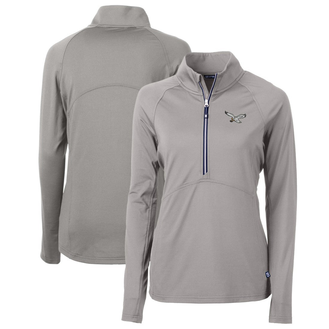 Philadelphia Eagles Cutter & Buck Women's Gridiron Classics Logo Adapt Eco Knit Stretch Recycled Half-Zip Pullover Top - Gray - NFL