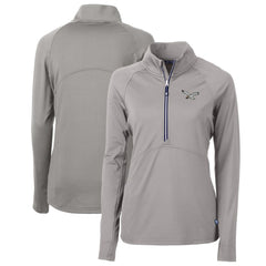 Philadelphia Eagles Cutter & Buck Women's Gridiron Classics Logo Adapt Eco Knit Stretch Recycled Half-Zip Pullover Top - Gray - NFL