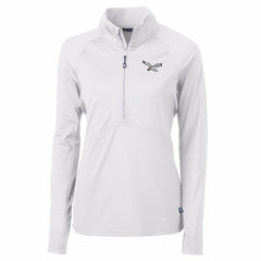 Philadelphia Eagles Cutter & Buck Women's Gridiron Classics Logo Adapt Eco Knit Stretch Recycled Half-Zip Pullover Top - White - NFL