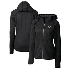 Philadelphia Eagles Cutter & Buck Women's Gridiron Classics Logo Mainsail Sweater-Knit Full-Zip Hoodie - Heather Charcoal - NFL