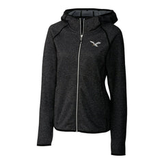Philadelphia Eagles Cutter & Buck Women's Gridiron Classics Logo Mainsail Sweater-Knit Full-Zip Hoodie - Heather Charcoal - NFL