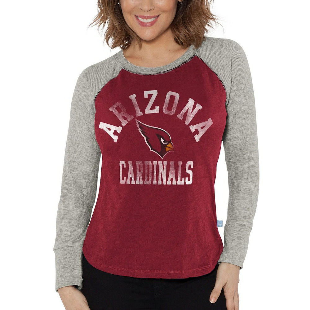 Arizona Cardinals G-III 4Her by Carl Banks Women's Waffle Knit Raglan Long Sleeve T-Shirt - Cardinal/Heather Gray - NFL