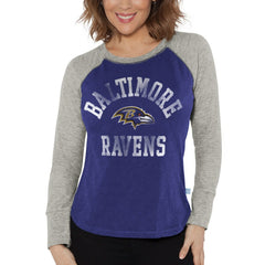 Baltimore Ravens G-III 4Her by Carl Banks Women's Waffle Knit Raglan Long Sleeve T-Shirt - Purple/Heather Gray - NFL