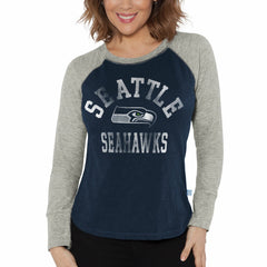 Seattle Seahawks G-III 4Her by Carl Banks Women's Waffle Knit Raglan Long Sleeve T-Shirt - College Navy/Heather Gray - NFL