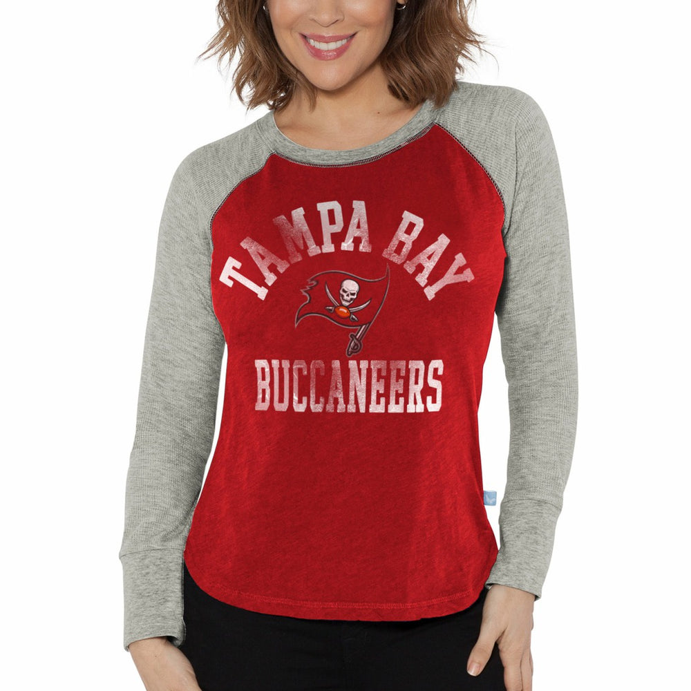 Tampa Bay Buccaneers G-III 4Her by Carl Banks Women's Waffle Knit Raglan Long Sleeve T-Shirt - Red/Heather Gray - NFL