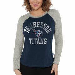 Tennessee Titans G-III 4Her by Carl Banks Women's Waffle Knit Raglan Long Sleeve T-Shirt - Navy/Heather Gray - NFL
