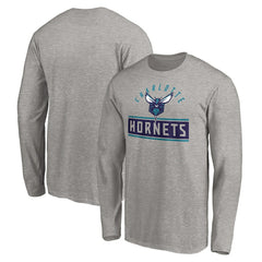Charlotte Hornets Team Arch Knockout Long Sleeve T-Shirt Heather Gray