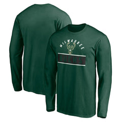 Milwaukee Bucks Team Arch Knockout Long Sleeve T-Shirt Hunter Green