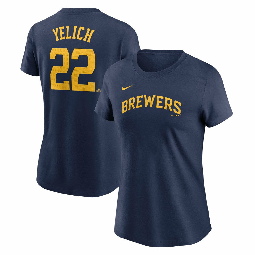 Christian Yelich Milwaukee Brewers Nike Women's Cooperstown Collection Fuse Name & Number T-Shirt Near Me