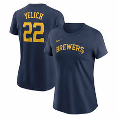 Christian Yelich Milwaukee Brewers Nike Women's Cooperstown Collection Fuse Name & Number T-Shirt Near Me