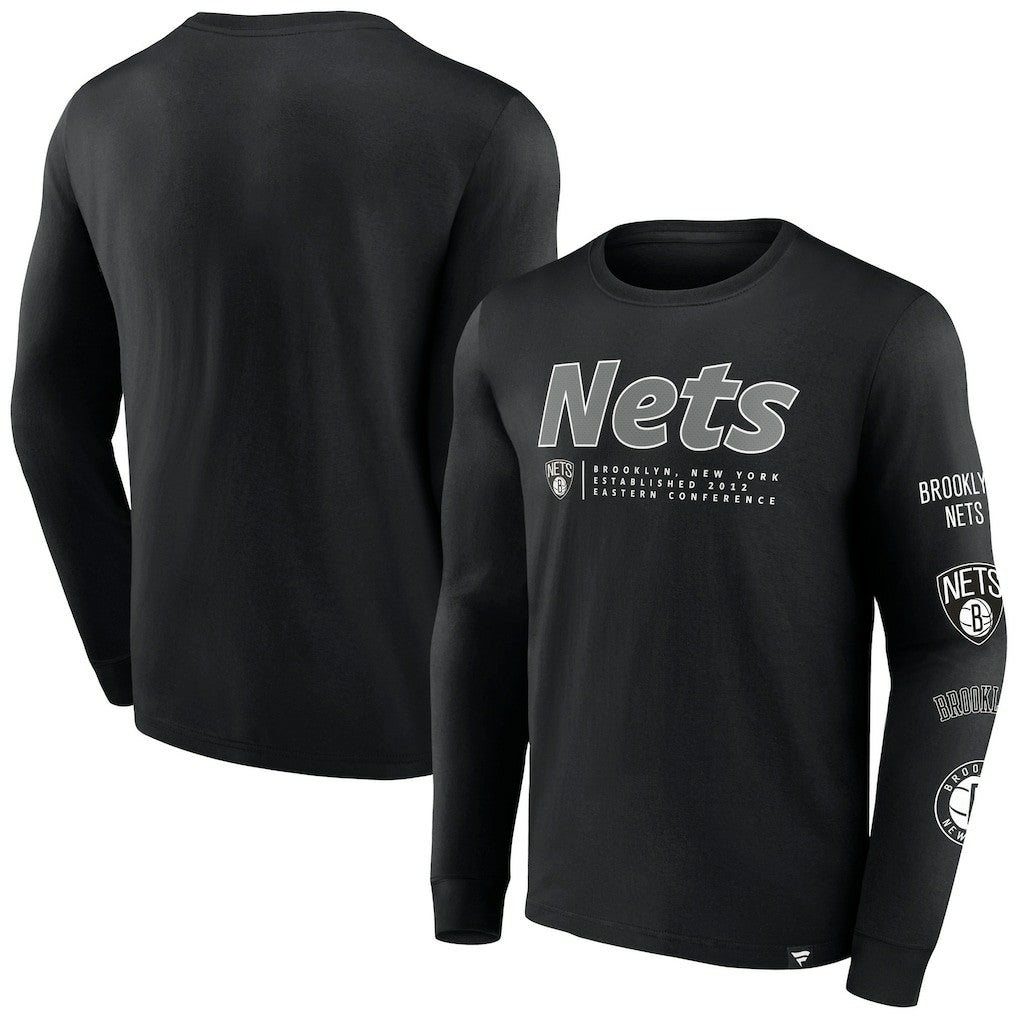 Fanatics Brooklyn Nets Baseline Long Sleeve T-Shirt Black