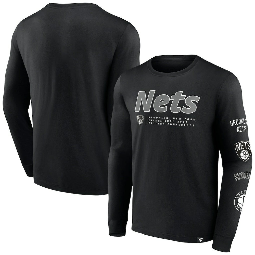 Fanatics Brooklyn Nets Baseline Long Sleeve T-Shirt Black