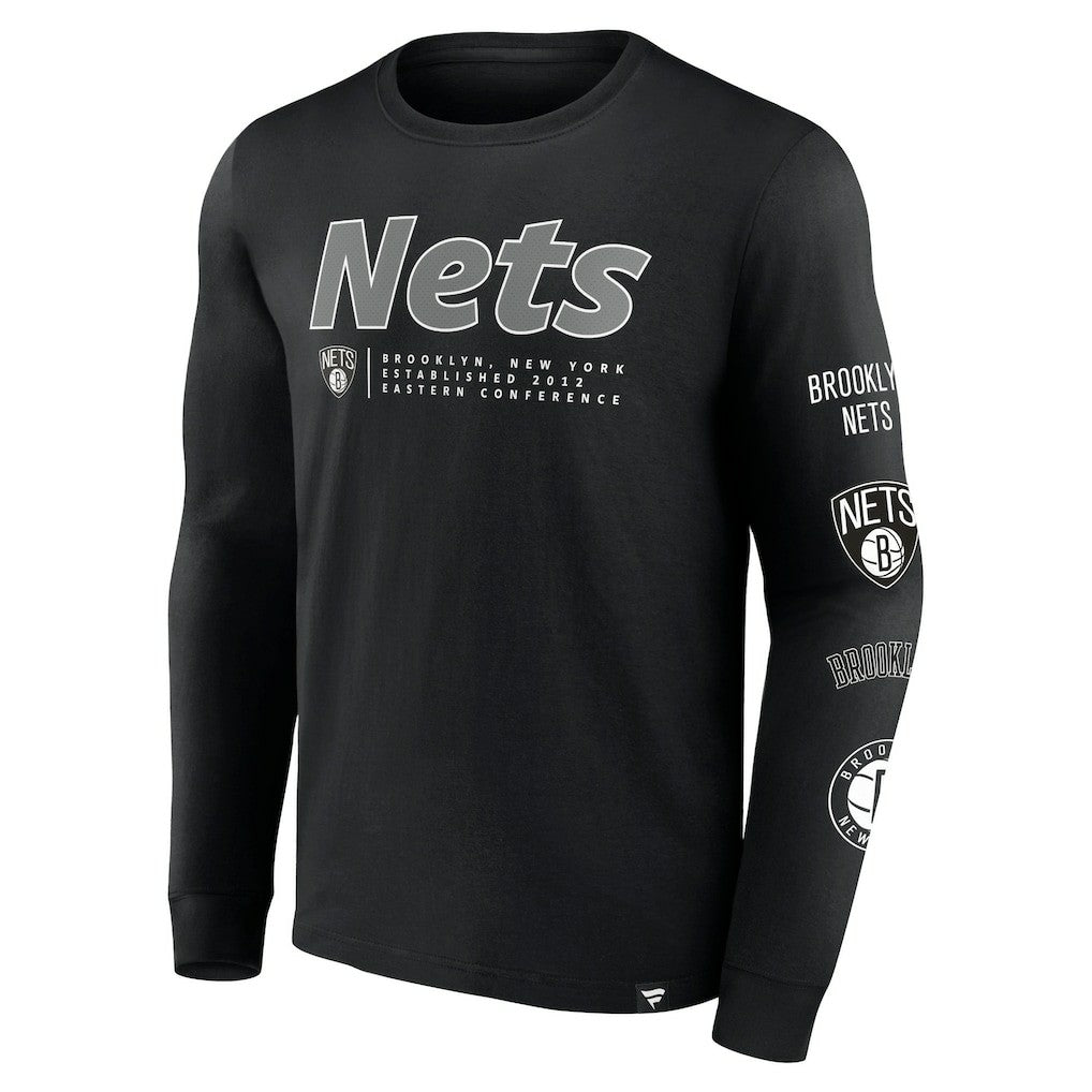 Fanatics Brooklyn Nets Baseline Long Sleeve T-Shirt Black