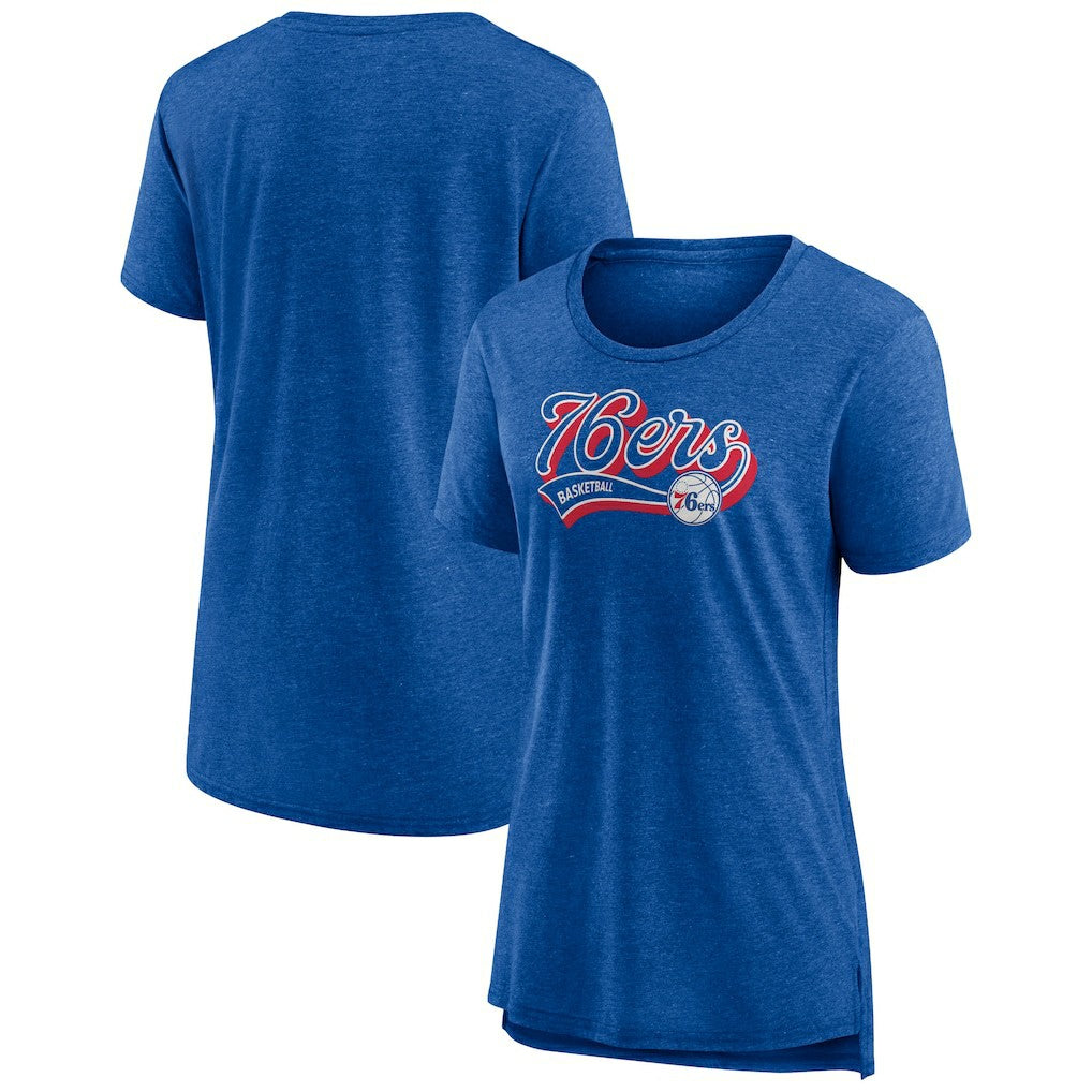 Fanatics Philadelphia 76ers Women's League Leader Tri-Blend T-Shirt Heather Royal